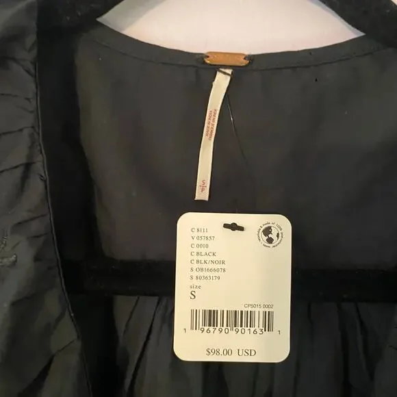 NWT Free People Maisie Cutwork Black Floral Embroidered Long Sleeve Blouse Small - Picture 3 of 11